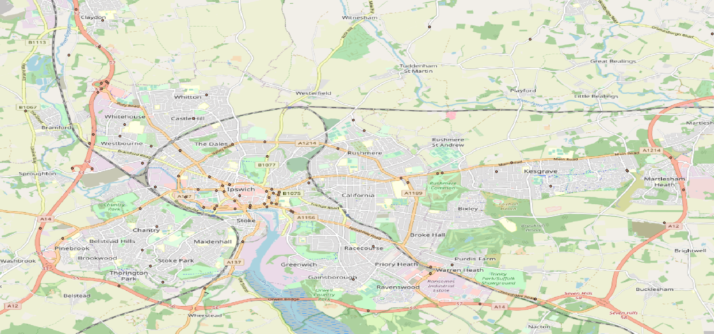 Map of count points in Ipswich.