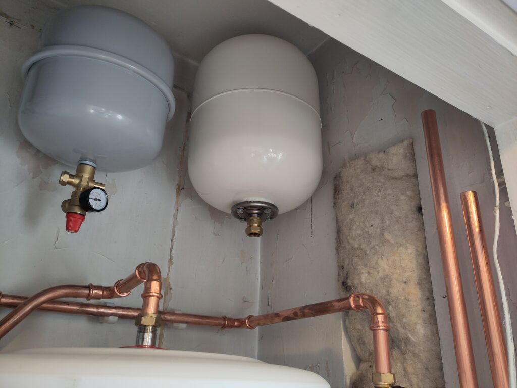 Expansion vessels and new shiny pipes in place.